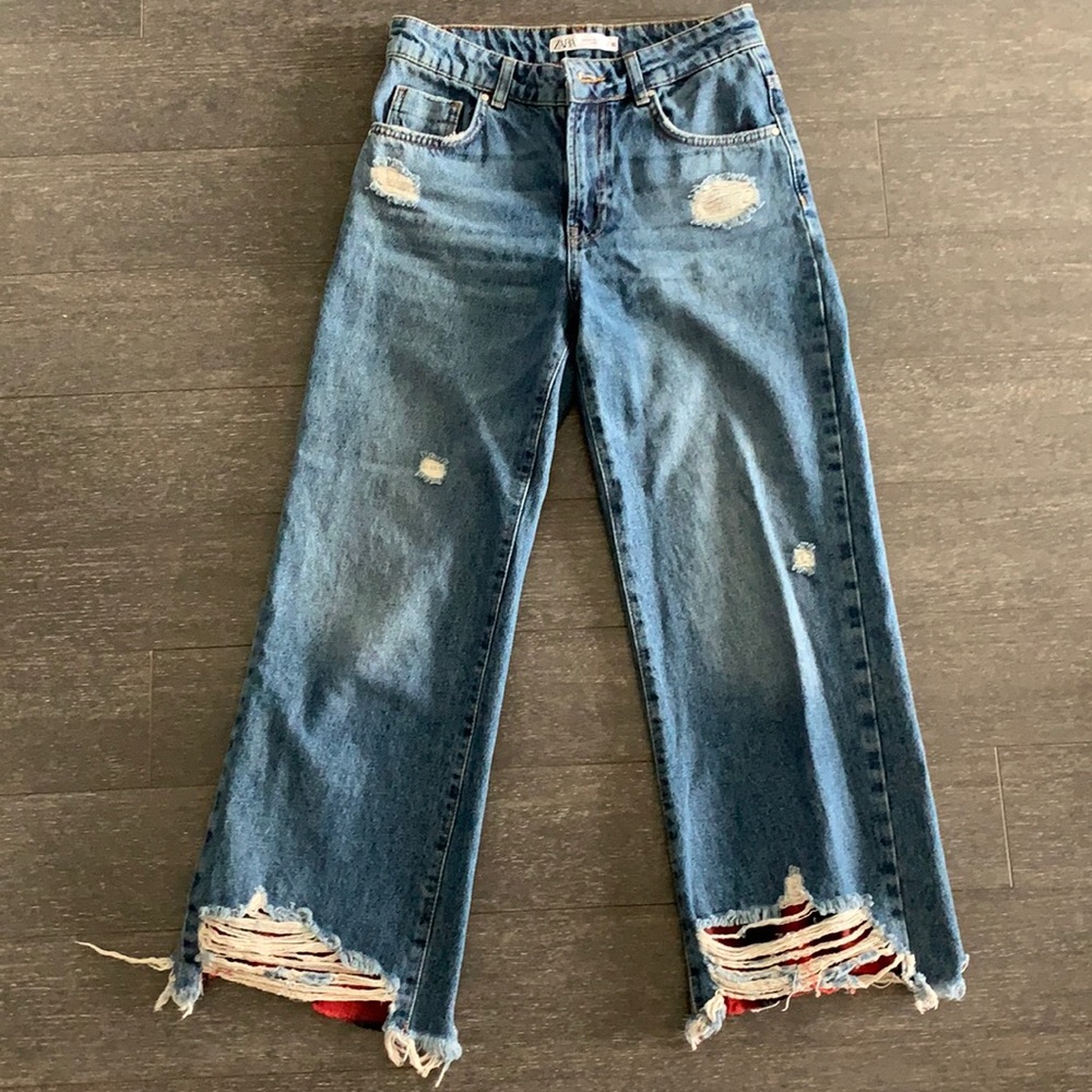 👑 Zara denim wide leg culottes size 2 excellent condition